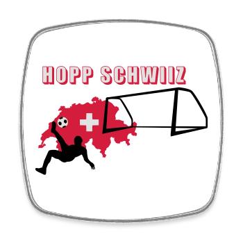 Hopp Schwiiz - Viereckiger Kühlschrankmagnet - Weiß - Vorne