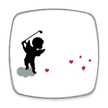 Amor with golf Club - Square fridge magnet - white - Front
