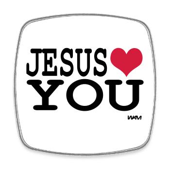 Jesus loves you Message d'amour et de foi  - Magnet carré - blanc - Devant
