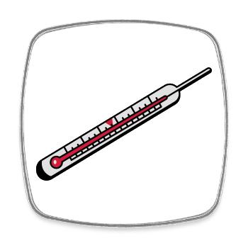 A mercury thermometer - Square fridge magnet - white - Front