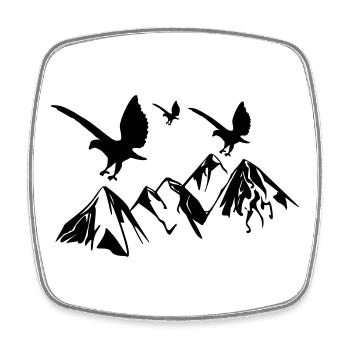 Les oiseaux volent au-dessus des montagnes - Magnet carré - blanc - Devant