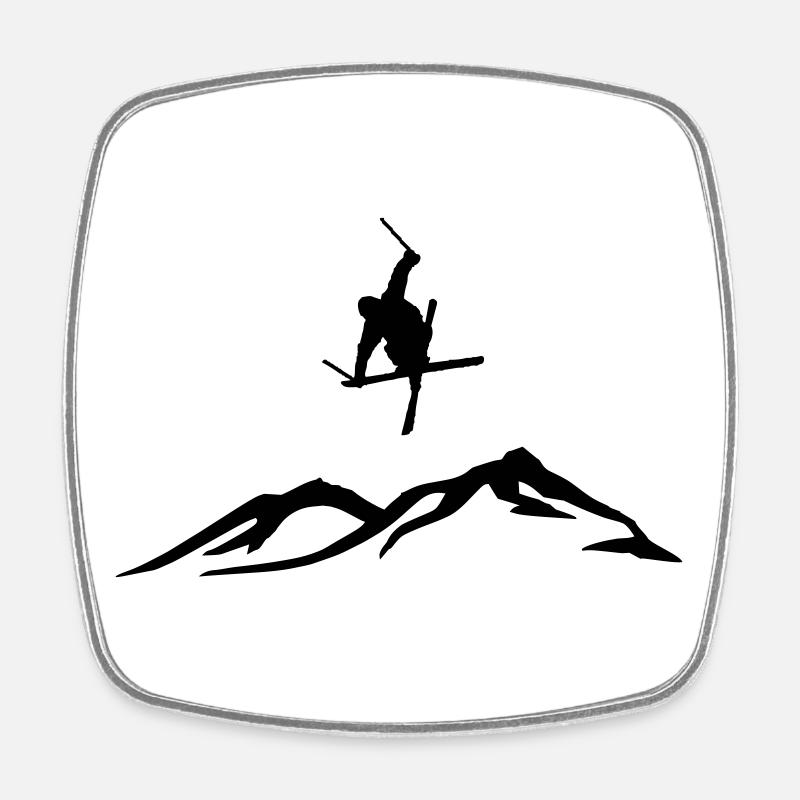 Freestyle ski - Magnet carré - blanc