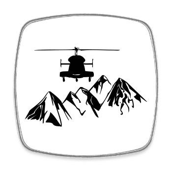 Helikopter mit Bergen - Viereckiger Kühlschrankmagnet - Weiß - Vorne