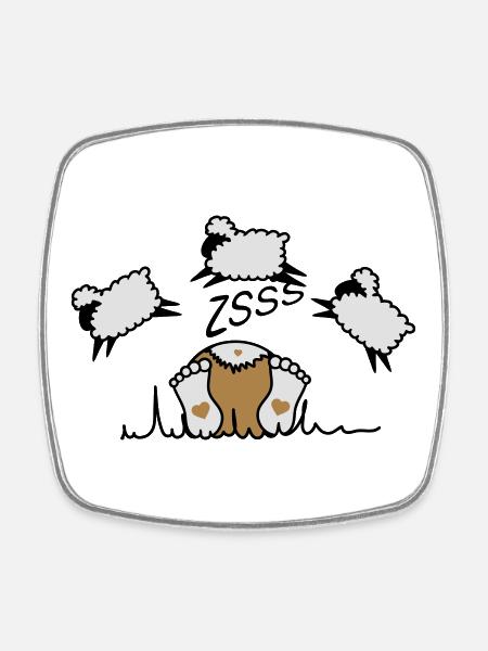 Counting Sheep - Square fridge magnet - white