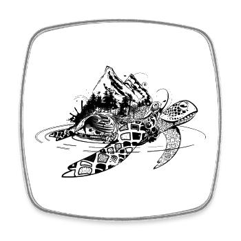 Surreal sea turtle - Square fridge magnet - white - Front