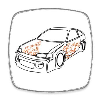 Sportwagen, Rennwagen, Automobile - Viereckiger Kühlschrankmagnet - Weiß - Vorne