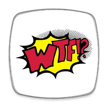 WTF - Viereckiger Kühlschrankmagnet - Weiß - Vorne