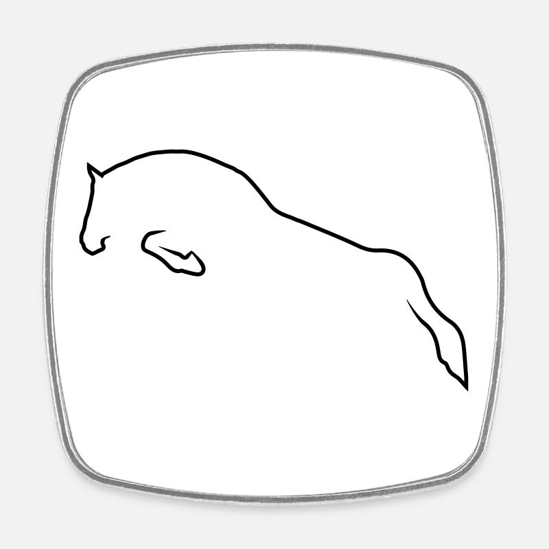 Springpferd - Viereckiger Kühlschrankmagnet - Weiß