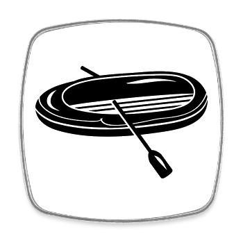 Bateau pneumatique avec deux pagaies - Magnet carré - blanc - Devant