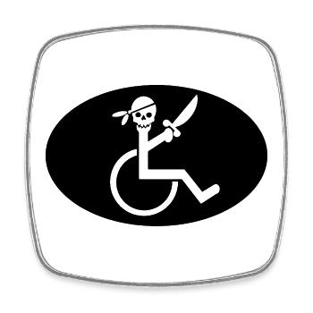 Pirate en fauteuil roulant # - Magnet carré - blanc - Devant