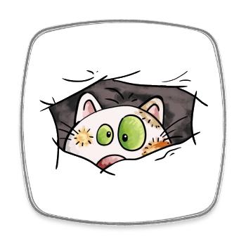 Katze guckt aus dem Loch - Katzen - Comic - Viereckiger Kühlschrankmagnet - Weiß - Vorne