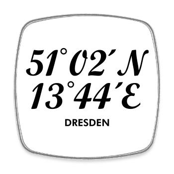 Dresden Koordinaten - Viereckiger Kühlschrankmagnet - Weiß - Vorne