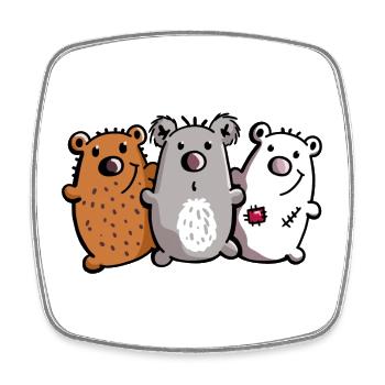 Trio Ours - Ours - Koala - Ours - Ours brun - Magnet carré - blanc - Devant