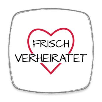 Frisch verheiratet Herz Hochzeit Hochzeitsreise - Viereckiger Kühlschrankmagnet - Weiß - Vorne