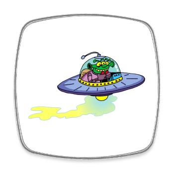 Vaisseau extraterrestre alien - Magnet carré - blanc - Devant