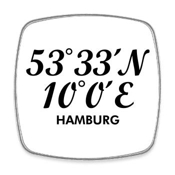 Hamburger Koordinaten von Hamburg - Viereckiger Kühlschrankmagnet - Weiß - Vorne
