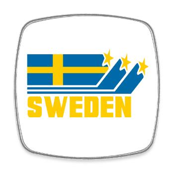 Suède / Suède - Drapeau / Cadeau - Magnet carré - blanc - Devant