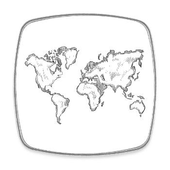 World Map – Hand Drawn Travel Sketch - Square fridge magnet - white - Front