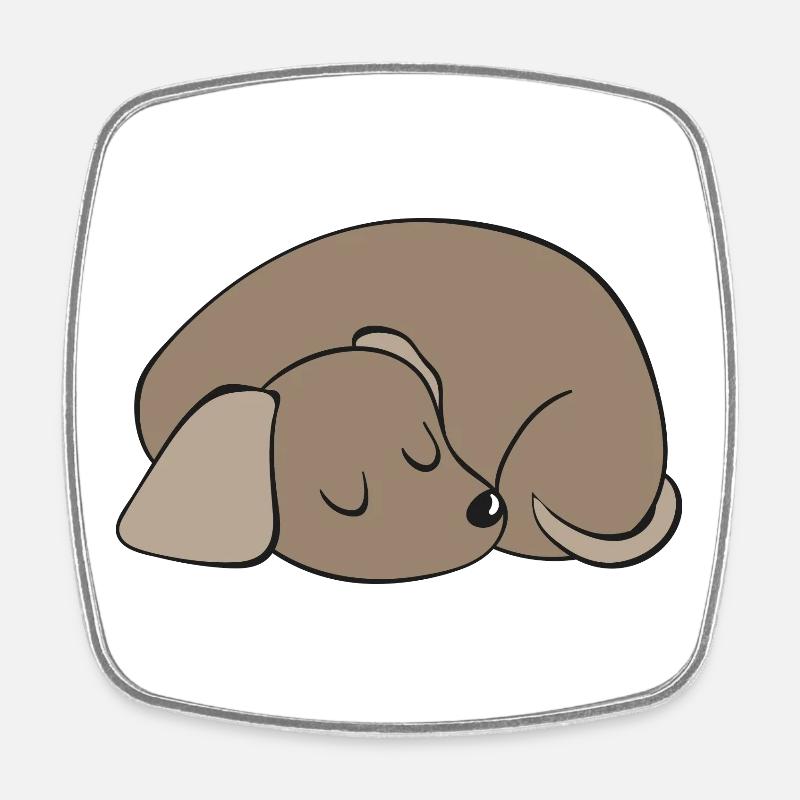 Sleeping Puppy Cartoon Print - Square fridge magnet - white