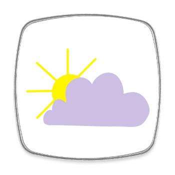 Sonne sieht hinter der Wolke hervor - Viereckiger Kühlschrankmagnet - Weiß - Vorne