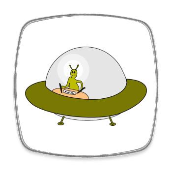Motif d’amitié OVNI extraterrestre - Magnet carré - blanc - Devant