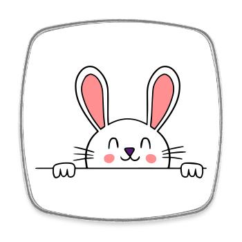 Hase Kaninchen Glücklich - Viereckiger Kühlschrankmagnet - Weiß - Vorne