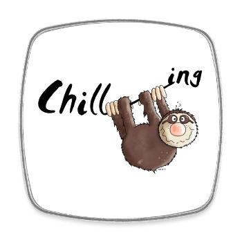 "Chillen" - Faultier - Faulenzen - Cartoon - Viereckiger Kühlschrankmagnet - Weiß - Vorne