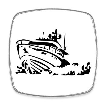 Motorboot - Viereckiger Kühlschrankmagnet - Weiß - Vorne