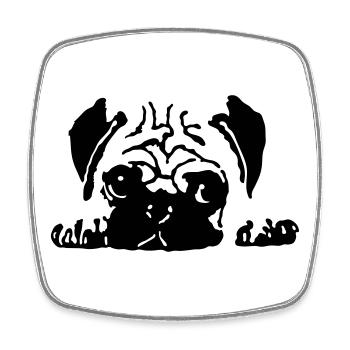 Mops - Viereckiger Kühlschrankmagnet - Weiß - Vorne