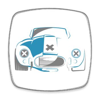 sports car cobra V8 musclecars oldtimer car - Square fridge magnet - white - Front