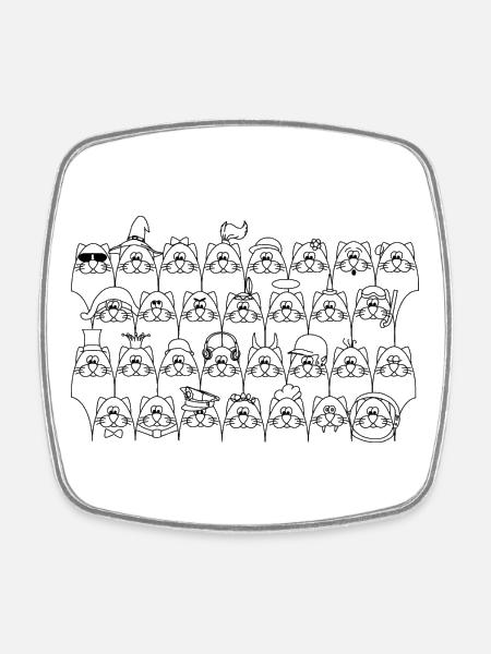 Chats drôles - Chats drôles - Magnet carré - blanc