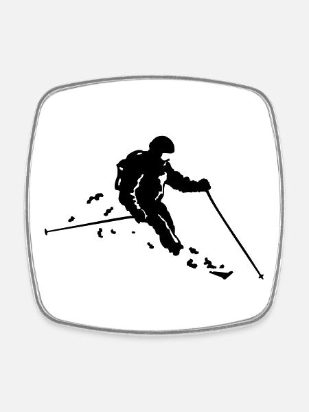 ski freeride - Magnet carré - blanc