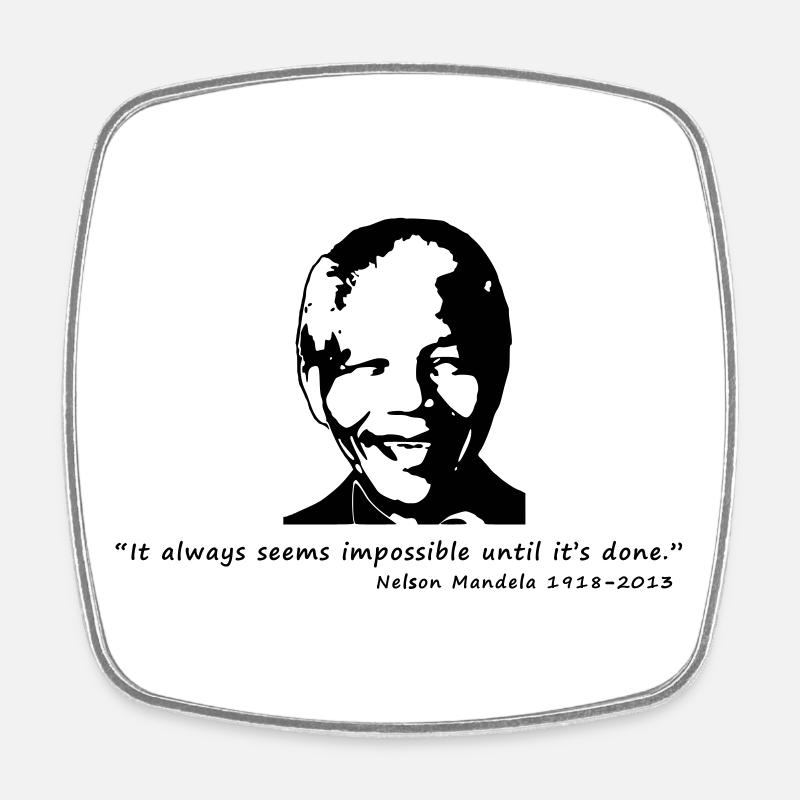 Nelson Mandela - Viereckiger Kühlschrankmagnet - Weiß