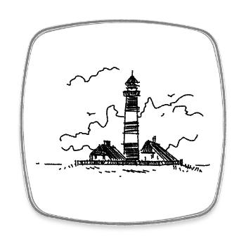 Leuchtturm Westerhever - Viereckiger Kühlschrankmagnet - Weiß - Vorne