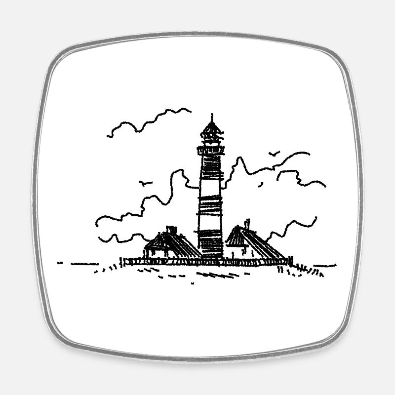 Leuchtturm Westerhever - Viereckiger Kühlschrankmagnet - Weiß