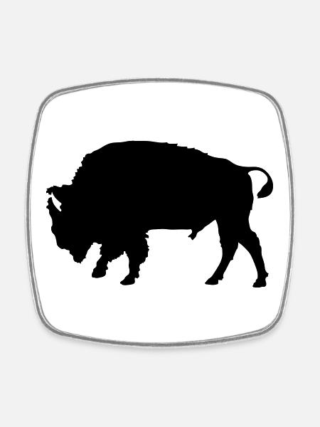 bison - Magnet carré - blanc