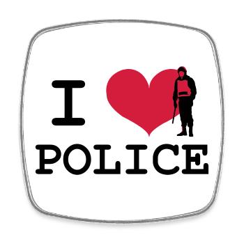 I Love Police - Magnet carré - blanc - Devant