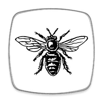 Honey Bee Two-Color Black&White - Magnet carré - blanc - Devant