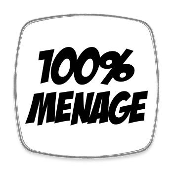 100% Ménage - Magnet carré - blanc - Devant