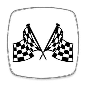 drapeaux de course - Magnet carré - blanc - Devant