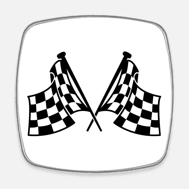 drapeaux de course - Magnet carré - blanc