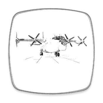 An-12 - Viereckiger Kühlschrankmagnet - Weiß - Vorne