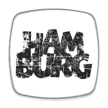 HAMBURG (Distressed Schwarz) - Viereckiger Kühlschrankmagnet - Weiß - Vorne