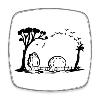 Eléphant village Illusion d’optique - Magnet carré - blanc - Devant