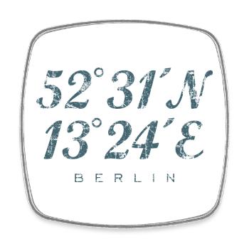 Berliner Koordinaten Berlin (Vintage/Blau) - Viereckiger Kühlschrankmagnet - Weiß - Vorne