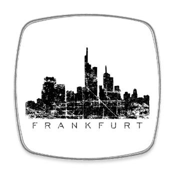 Frankfurter Skyline (Vintage/Schwarz) Frankfurt - Viereckiger Kühlschrankmagnet - Weiß - Vorne