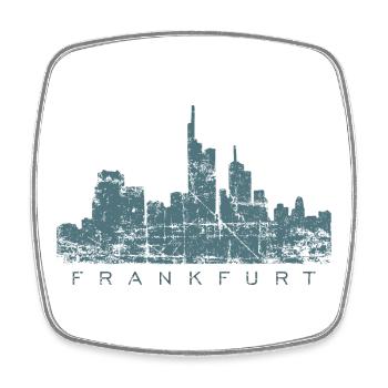 Frankfurter Skyline (Vintage/Blau) Frankfurt - Viereckiger Kühlschrankmagnet - Weiß - Vorne