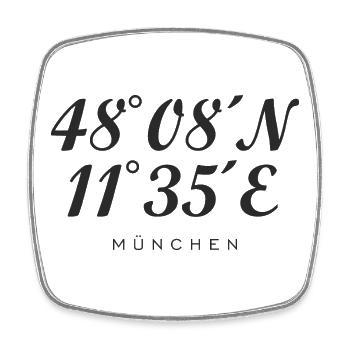 Münchener Koordinaten (Schwarz) München - Viereckiger Kühlschrankmagnet - Weiß - Vorne