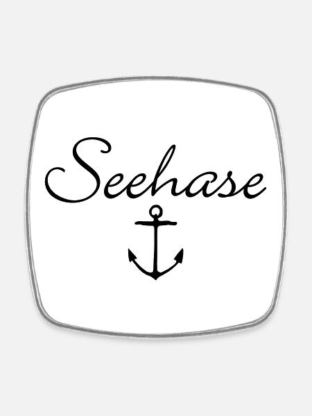 Seehase Anker Bodensee Design - Viereckiger Kühlschrankmagnet - Weiß