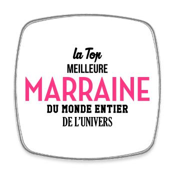 Marraine / Tante / Tata / Famille / Filleul - Magnet carré - blanc - Devant